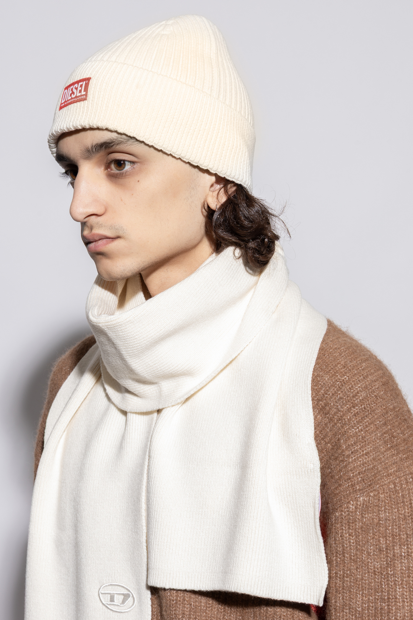 DIESEL K-Coder-H 2x2 ニットキャップロゴ K-CODER-H 2X2（UNISEX）ロゴニットキャップ｜ブラック